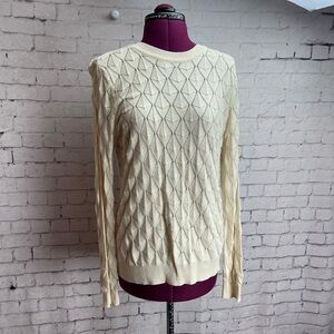 Modcloth looking lively cream colored geometric sweater size small
